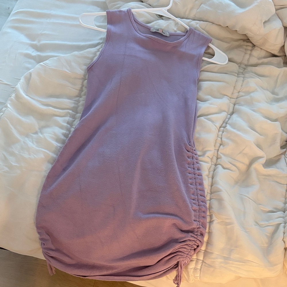 Sleeveless Purple Dress with Ruched Sides